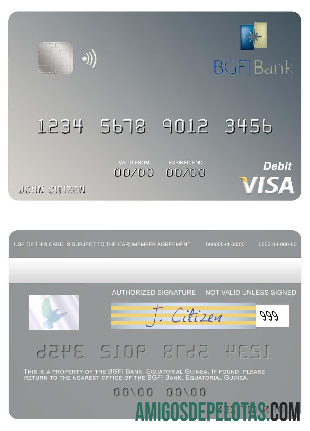 Cartão de Débito Visa do Banco BGFI da Guiné Equatorial exemplo real